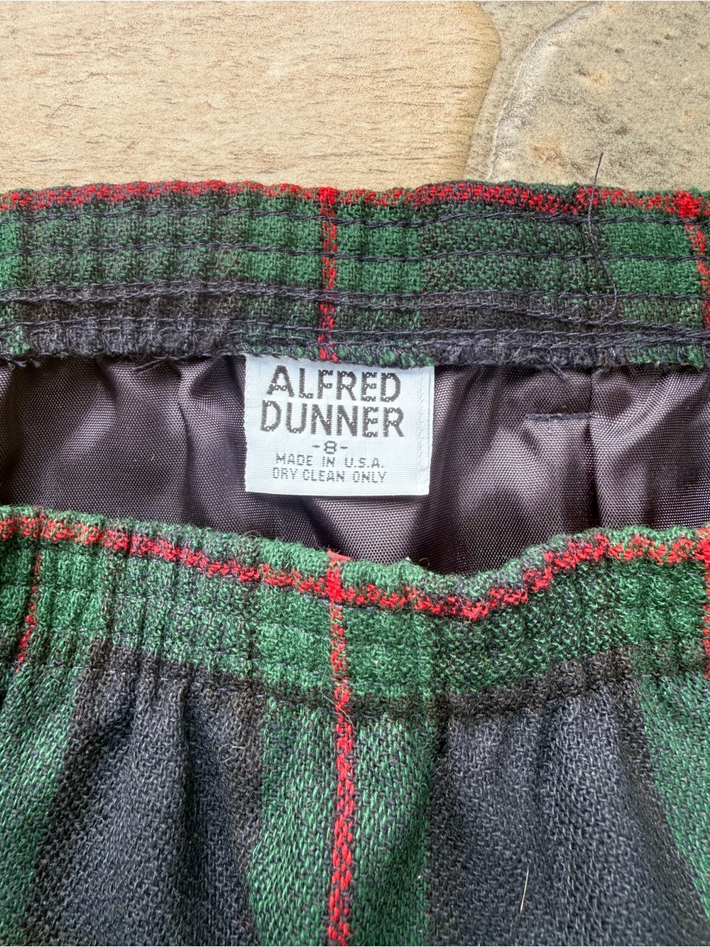 New Alfred Dunner Vintage 90's Green Plaid Wool Skirt Blazer Skirt Set Womens 8 - Picture 8 of 14